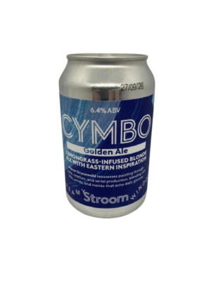 Speciaalbier Cymbo van Stroom Brouwers. Belgisch blond bier met een alcoholpercentage van 6.4%. Bierprofiel: fris, citrus en doordrinkbaar. Biermunitie, Hoogkarspel, speciaalbier