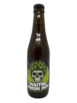 Speciaalbier Maître Fresh Hop Tripel van Brouwerij De Meester. Belgisch tripel bier van 8.5%. Bierprofiel: fris, citrus, kruidig en een licht zoetje. Biermunitie, speciaalbier, Hoogkarspel.