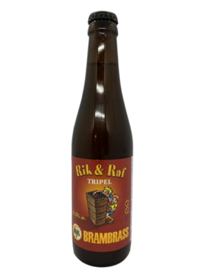 speciaalbier Rick & Raf Tripel van Brouwerij Brambass. Belgisch tripel bier van 8.5%. Bierprofiel: fruitig, kruidig, klein bittertje en smaakvol. Biermunitie, speciaalbier, Hoogkarspel